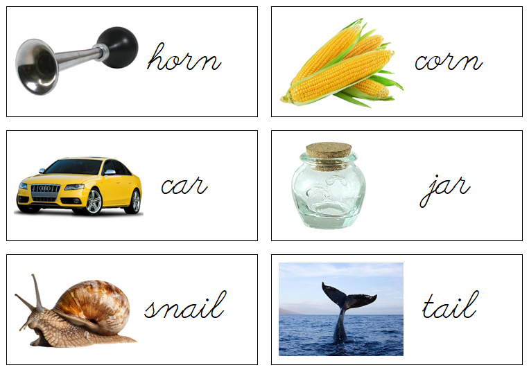 Rhyming Words & Pictures Level 3, Set 2 (cursive) - Montessori Print Shop Digital Download