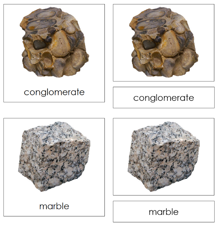 Types of Rocks (Igneous, Sedimentary, & Metamorphic) Three-Part Cards - Montessori Print Shop Digital Download