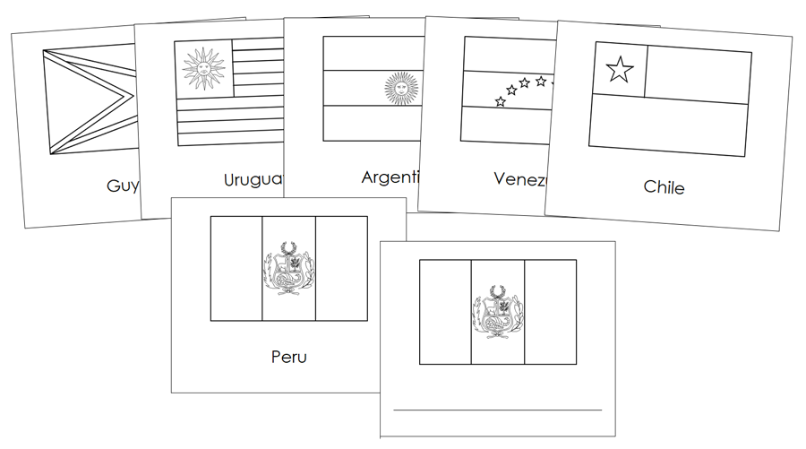 Flags of South America Blackline Masters - Montessori Print Shop Digital Download
