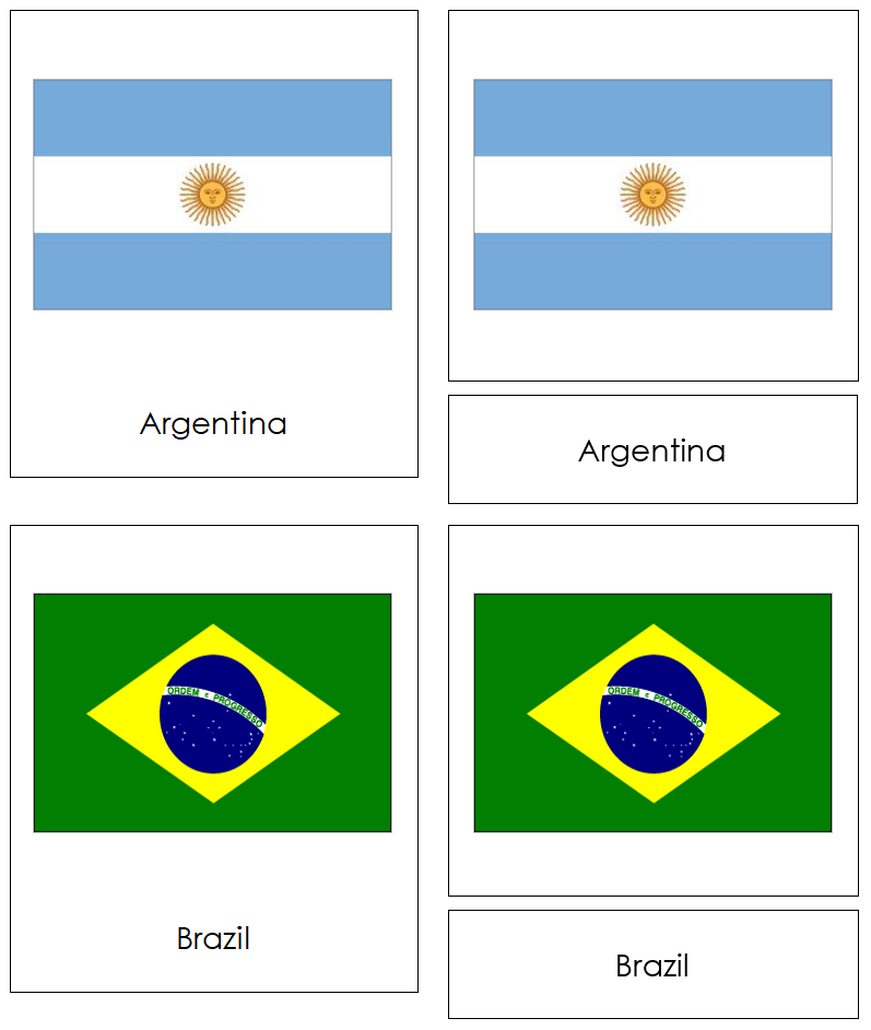 Flags of South America 3-Part Cards - Montessori Print Shop Digital Download