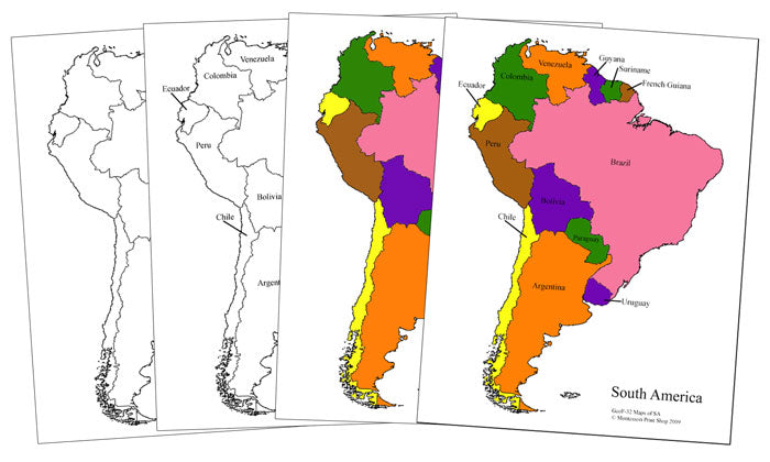 Montessori Maps of South America - Montessori Print Shop Digital Download continent study