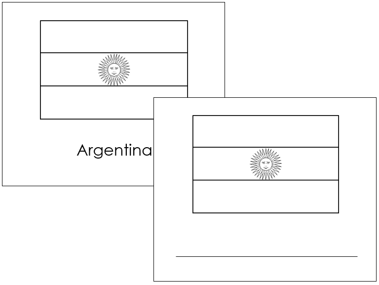 South American Blackline Master Flags - Montessori Print Shop Digital Download continent study