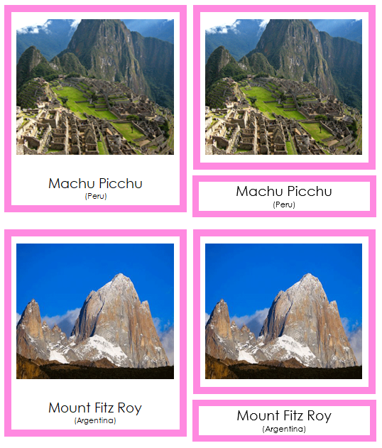 South American Landmarks (color-coded) - Montessori Print Shop