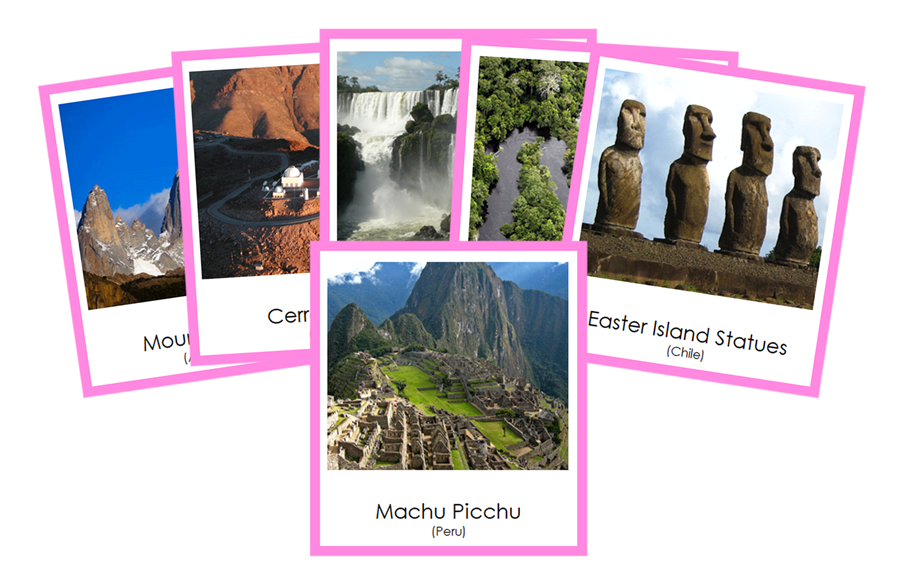 Landmarks of South America 3-Part Continent Cards - Montessori Print Shop Digital Download