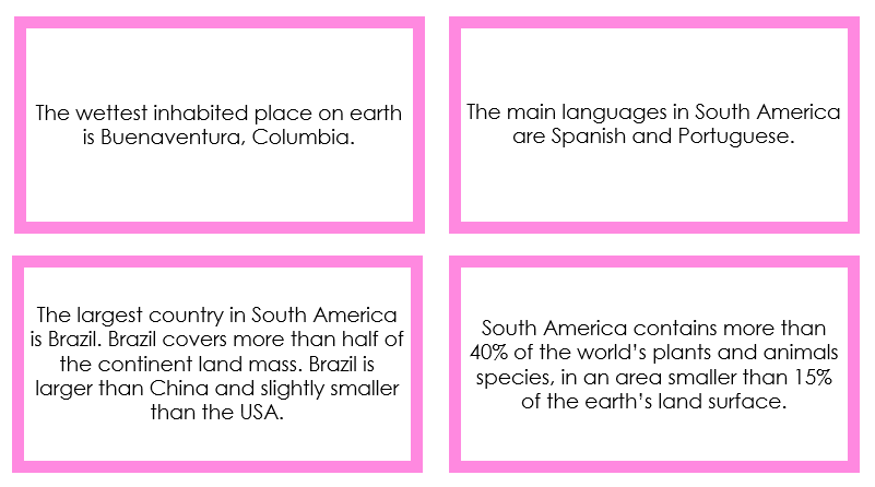 Fun Facts of South America - Montessori Print Shop Digital Download continent study