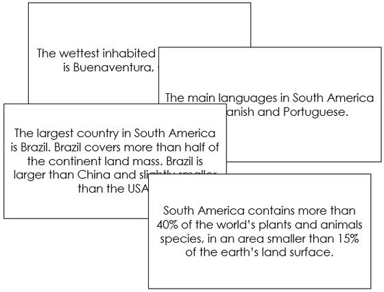 South America Fun Facts - Montessori geography cards