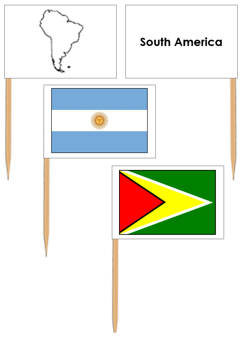 Flags of South America: Pin Flags - Montessori Print Shop Digital Download geography materials