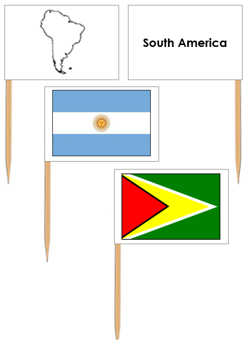 Flags of South America: Pin Flags - Montessori Print Shop geography materials