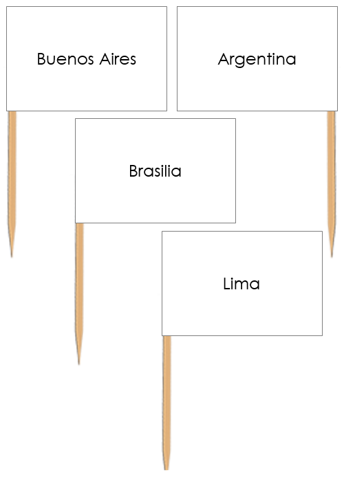 Capital Cities of South America Labels (Pin Map Flags) - Montessori Print Shop Digital Download