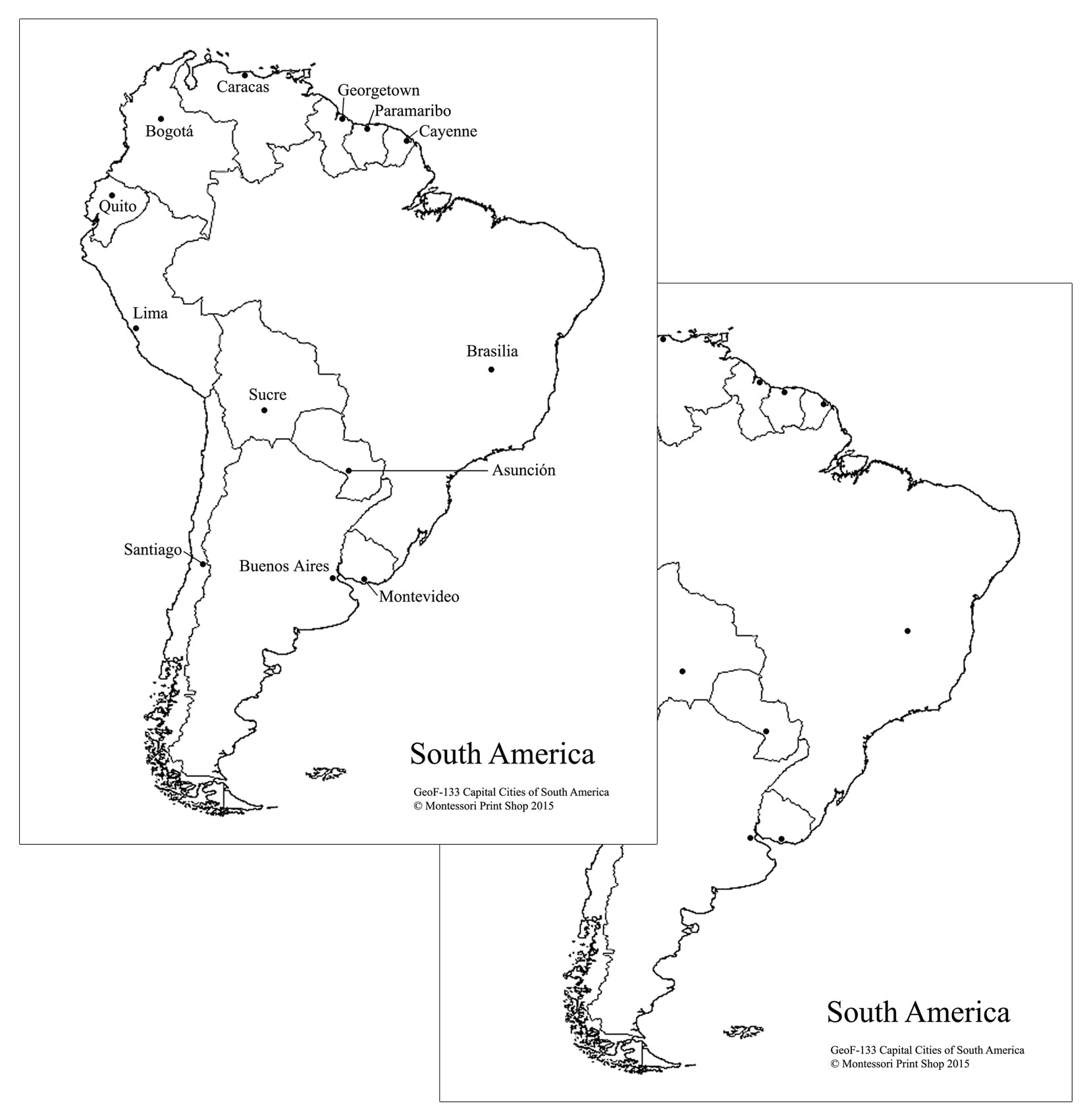 South American Capital Cities Maps - Montessori Print Shop Digital Download continent study