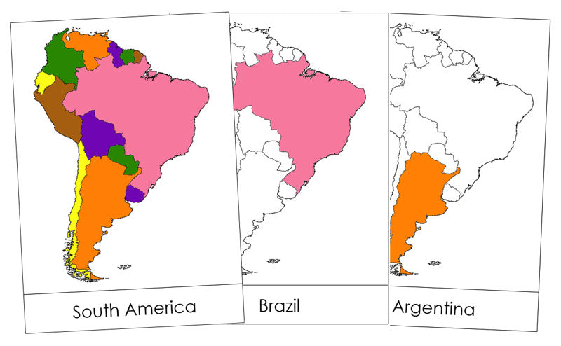 Flashcards of South America - Montessori Print Shop Digital Download continent study