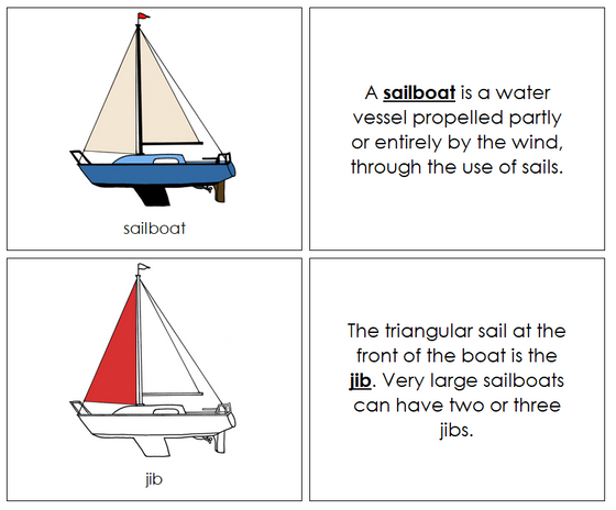 Parts of a Sailboat Nomenclature Book (red) - Montessori Print Shop