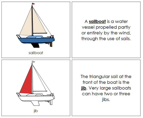 Parts of a Sailboat Nomenclature Book (red) - Montessori Print Shop