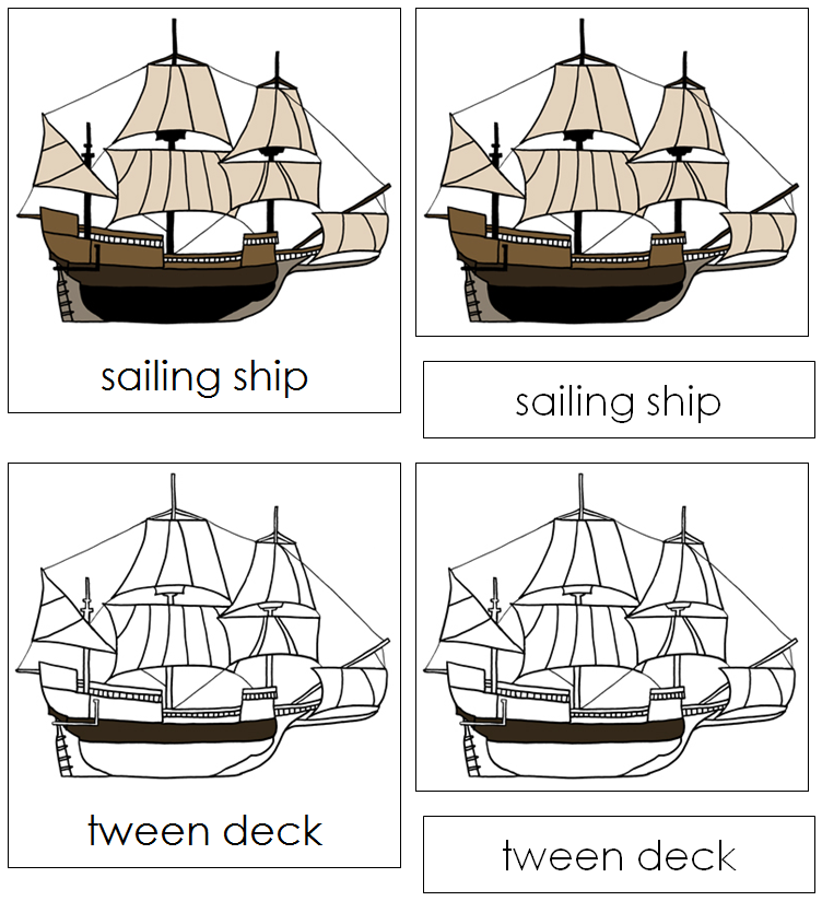 Sailing Ship Nomenclature 3-Part Cards - Montessori Print Shop