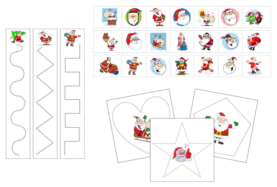 Santa Cutting Work - Preschool Activity - Montessori Print Shop Digital Download