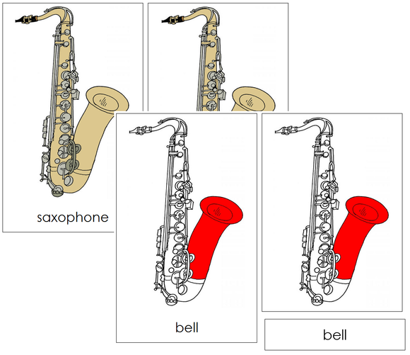 Saxophone Nomenclature Cards (red) - Montessori Print Shop