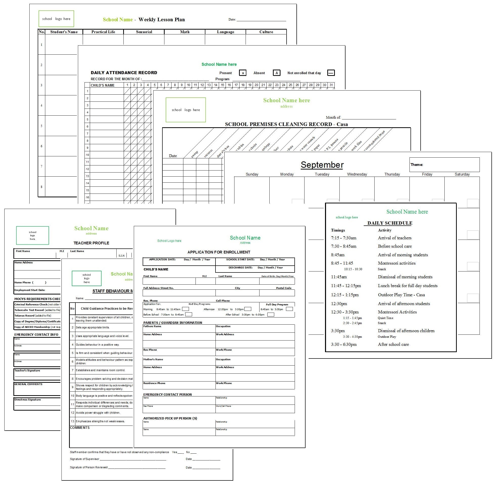 Montessori School Administrative Forms - Montessori Print Shop