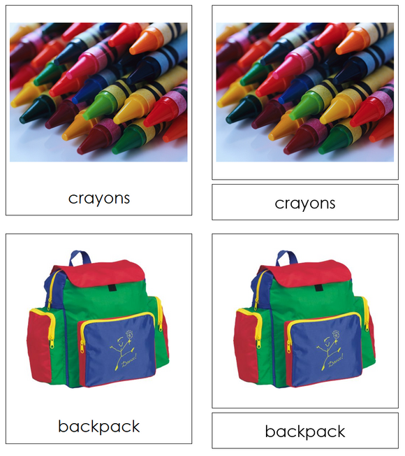 Types of School Items 3-Part Cards - Montessori Print Shop Digital Download