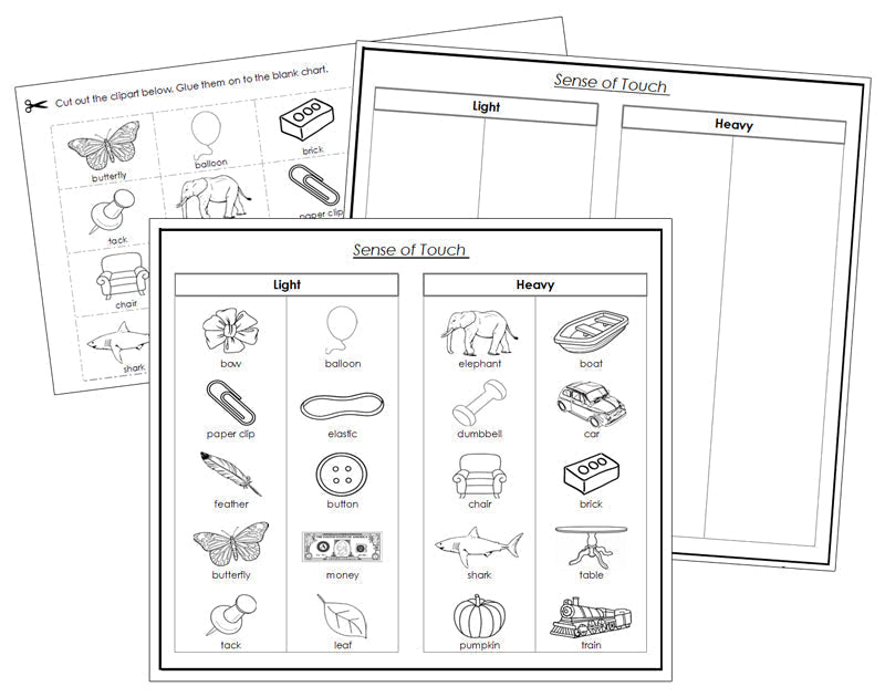 Sense of Touch Sorting (Set 2) Blackline Masters - Montessori Print Shop