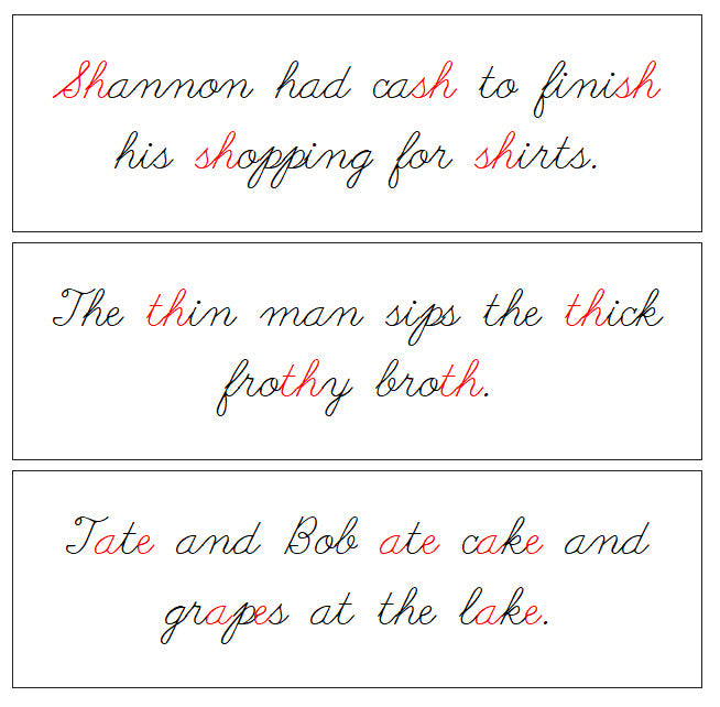 Montessori Step 3 Language Series Bundle - CURSIVE - Phonogram Sentence Cards - Montessori Print Shop Digital Download Language Program