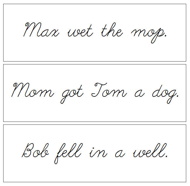 Montessori Step 1 Language Series Bundle - CURSIVE - Phonetic Sentence Cards (set 2) - Montessori Print Shop Digital Download Phonics Program
