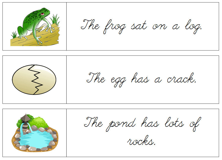 Montessori Step 2 Language Series Bundle - CURSIVE - Phonetic Sentence Cards (set 1) - Montessori Print Shop Phonics Language Program