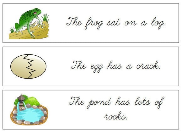 Step 2: Sentence Cards - Set 1 (clipart) - CURSIVE