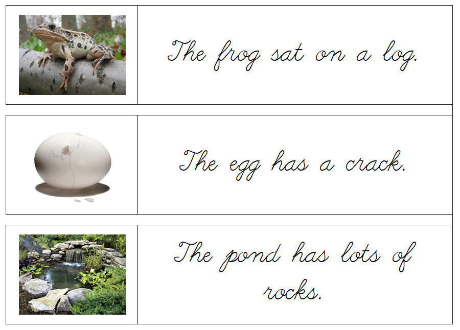 Montessori Step 2 Language Series Bundle (photos) - CURSIVE - Phonetic Sentence Cards (set 1) - Montessori Print Shop Phonics Language Program