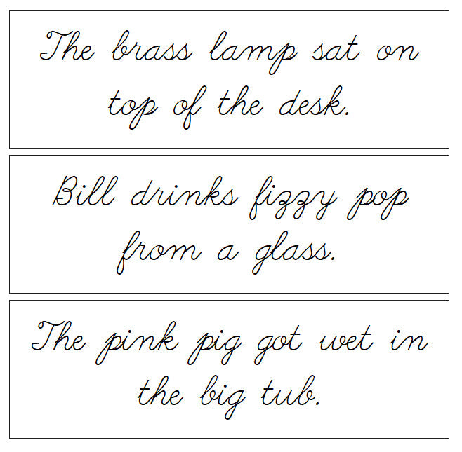 Montessori Step 2 Language Series Bundle (photos) - CURSIVE - Phonetic Sentence Cards (set 2) - Montessori Print Shop Phonics Language Program