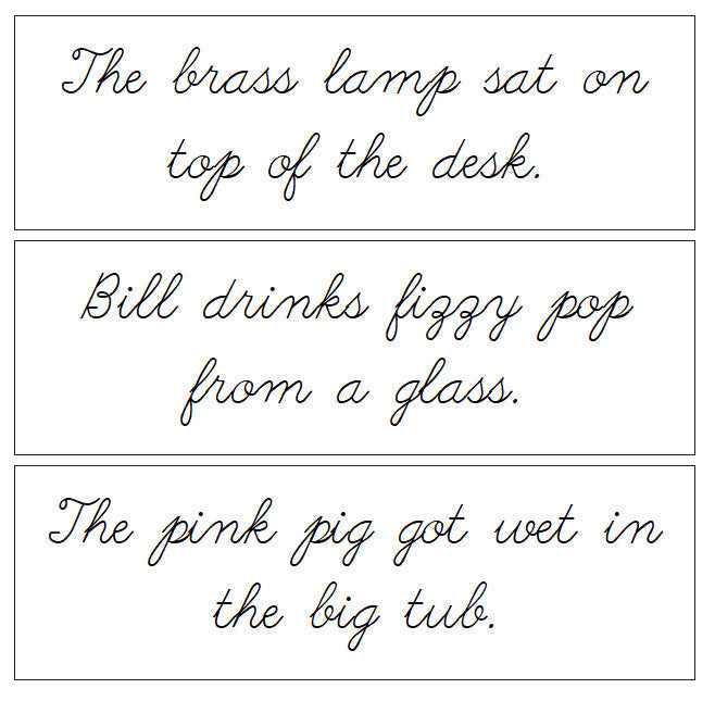 Step 2: Sentence Cards - Set 2 - CURSIVE - Montessori Print Shop Digital Download phonics lesson