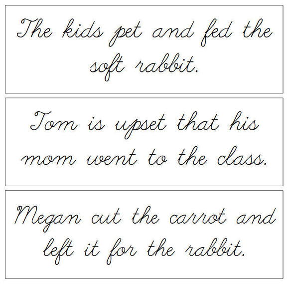 Step 2: Sentence Cards - Set 3 - CURSIVE - Montessori Print Shop Digital Download phonics lesson