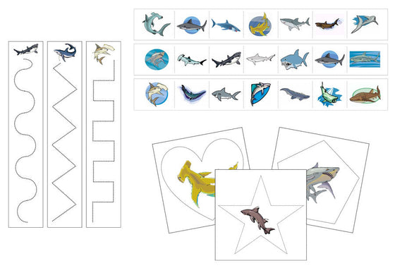 Sharks Cutting Work - Preschool Activity by Montessori Print Shop