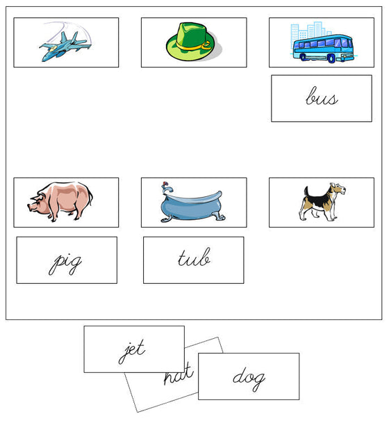 Step 1: Sheets & Labels - CURSIVE - Montessori Print Shop Digital Download phonics lesson