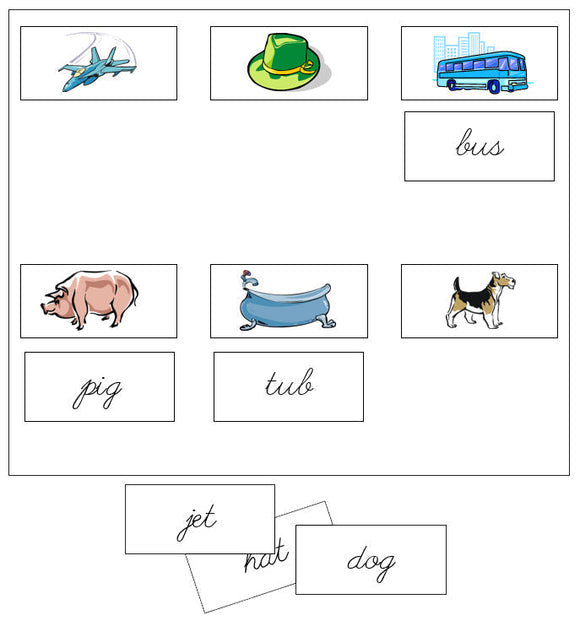 Step 1: Sheets & Labels - CURSIVE - Montessori Print Shop Digital Download phonics lesson