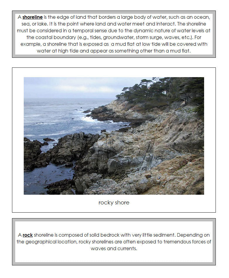 Types of Shorelines Cards & Control Chart - Montessori Print Shop Digital Download