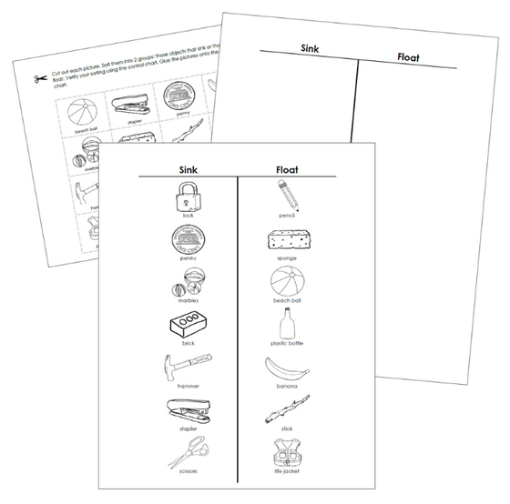 Sink & Float Cut & Paste Activity Blackline Masters - Montessori Print Shop Digital Download