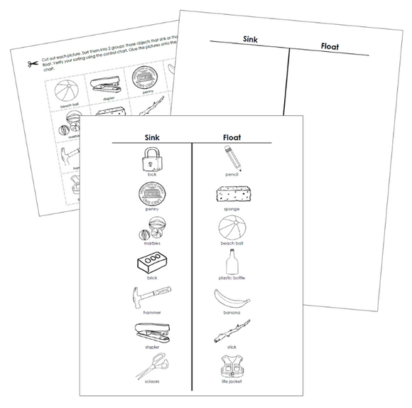 Sink & Float Cut & Paste Activity Blackline Masters - Montessori Print Shop Digital Download