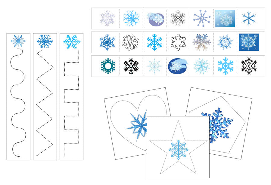 Snowflakes Cutting Work - Preschool Activity - Montessori Print Shop Digital Download