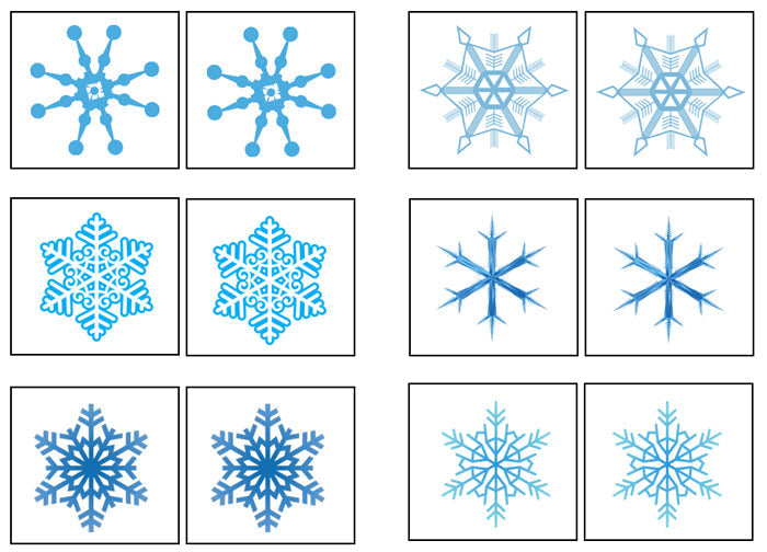 Snowflake Match-Up & Memory Game - Montessori Print Shop Digital Download