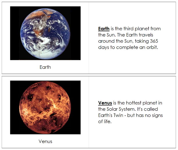The Solar System Nomenclature Book - Montessori Print Shop Digital Download 