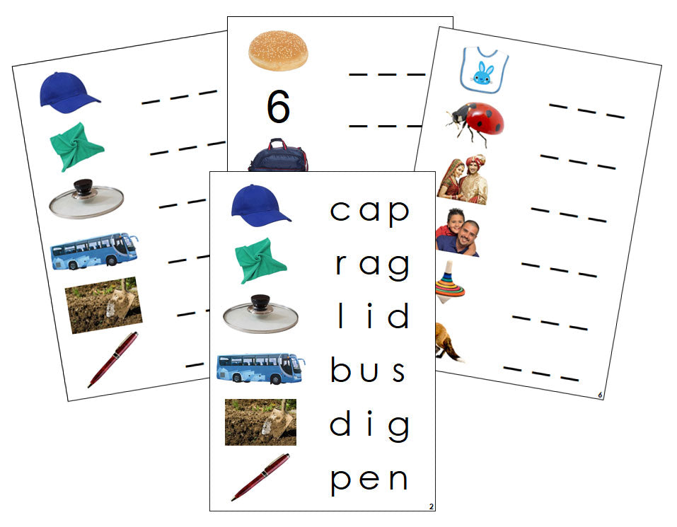 Montessori Step 1: Spelling Cards (photos) - Montessori Print Shop Digital Download phonics program