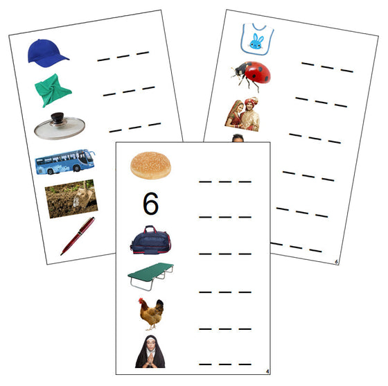 Step 1: Spelling Cards (photos) - CURSIVE - Montessori Print Shop language lesson