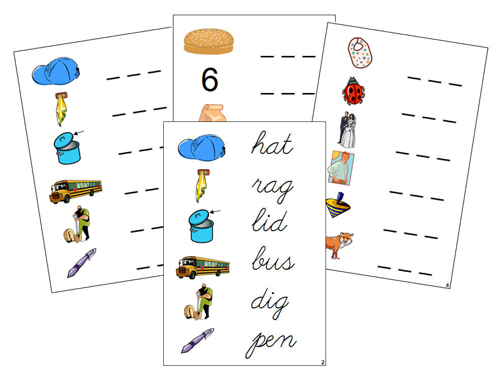 Montessori Step 1: Spelling Cards - CURSIVE - Montessori Print Shop phonics lesson
