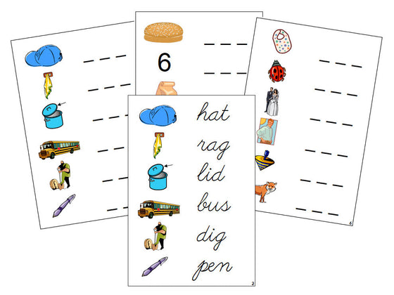 Montessori Step 1: Spelling Cards - CURSIVE - Montessori Print Shop phonics lesson