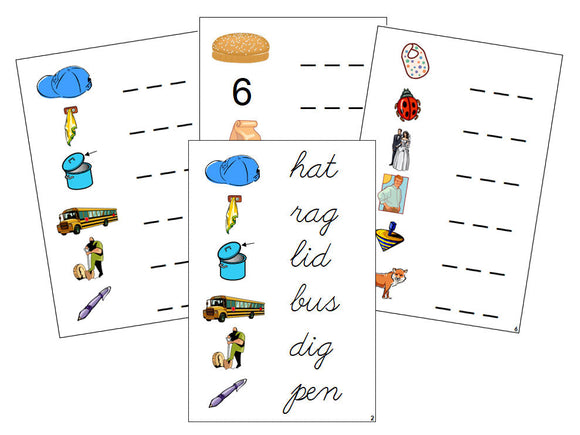 Montessori Step 1: Spelling Cards - CURSIVE - Montessori Print Shop phonics lesson