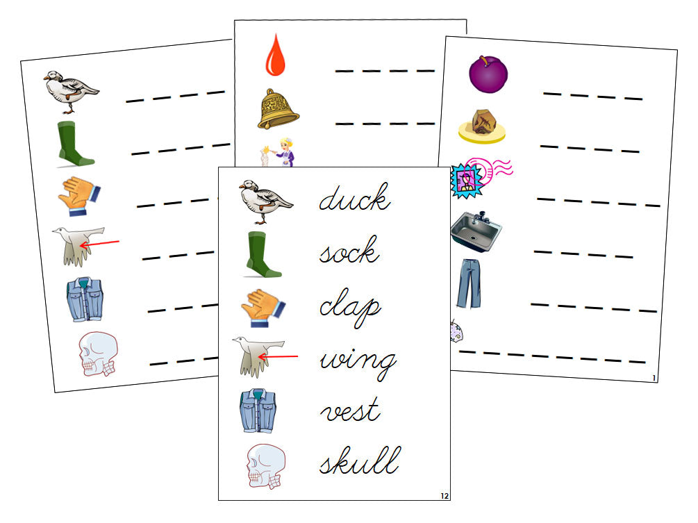 Montessori Step 2: Spelling Cards - CURSIVE - Montessori Print Shop phonics lesson