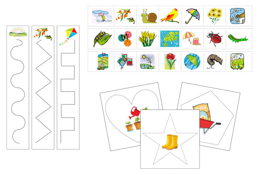 Spring Cutting Work - Preschool Activity - Montessori Print Shop Digital Download