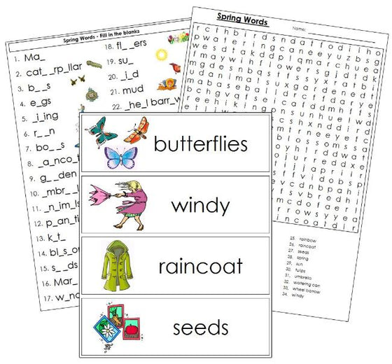 Spring Word Wall - Montessori Print Shop Digital Download