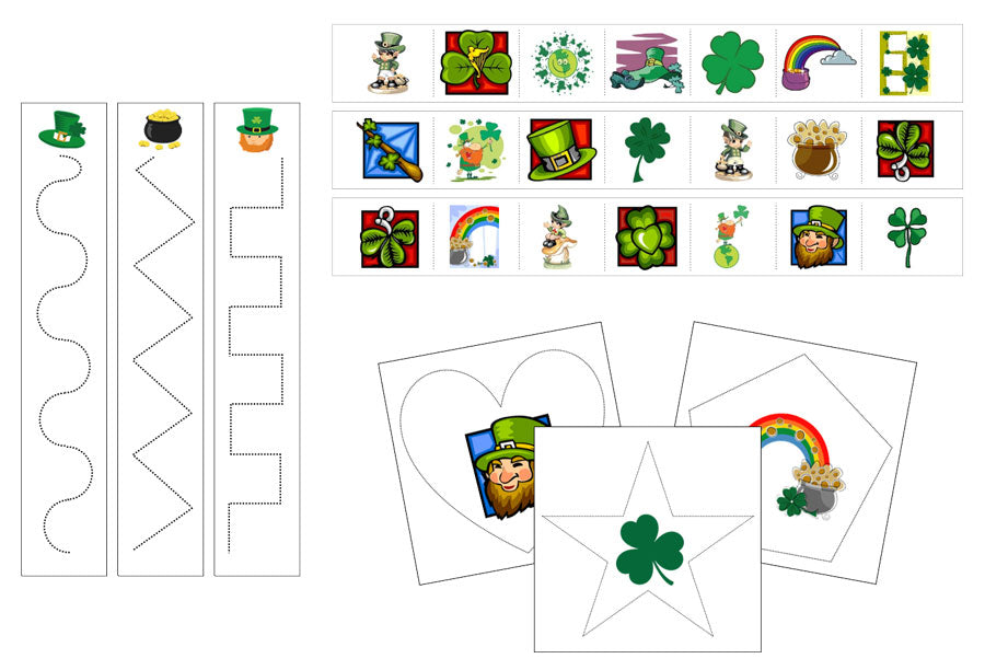 St. Patrick's Day Cutting Work - Preschool Activity - Montessori Print Shop Digital Download