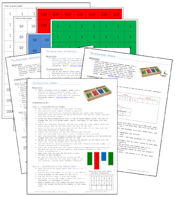 Montessori Stamp Game - Montessori Print Shop Digital Download